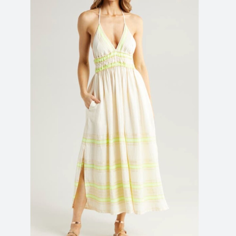 Lemlem Cream and Yellow Maxi Dress